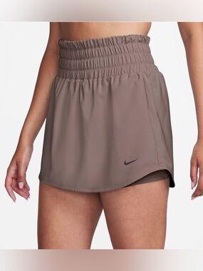 NWT Nike Women's High-Waist Skirt with shorts Brown.